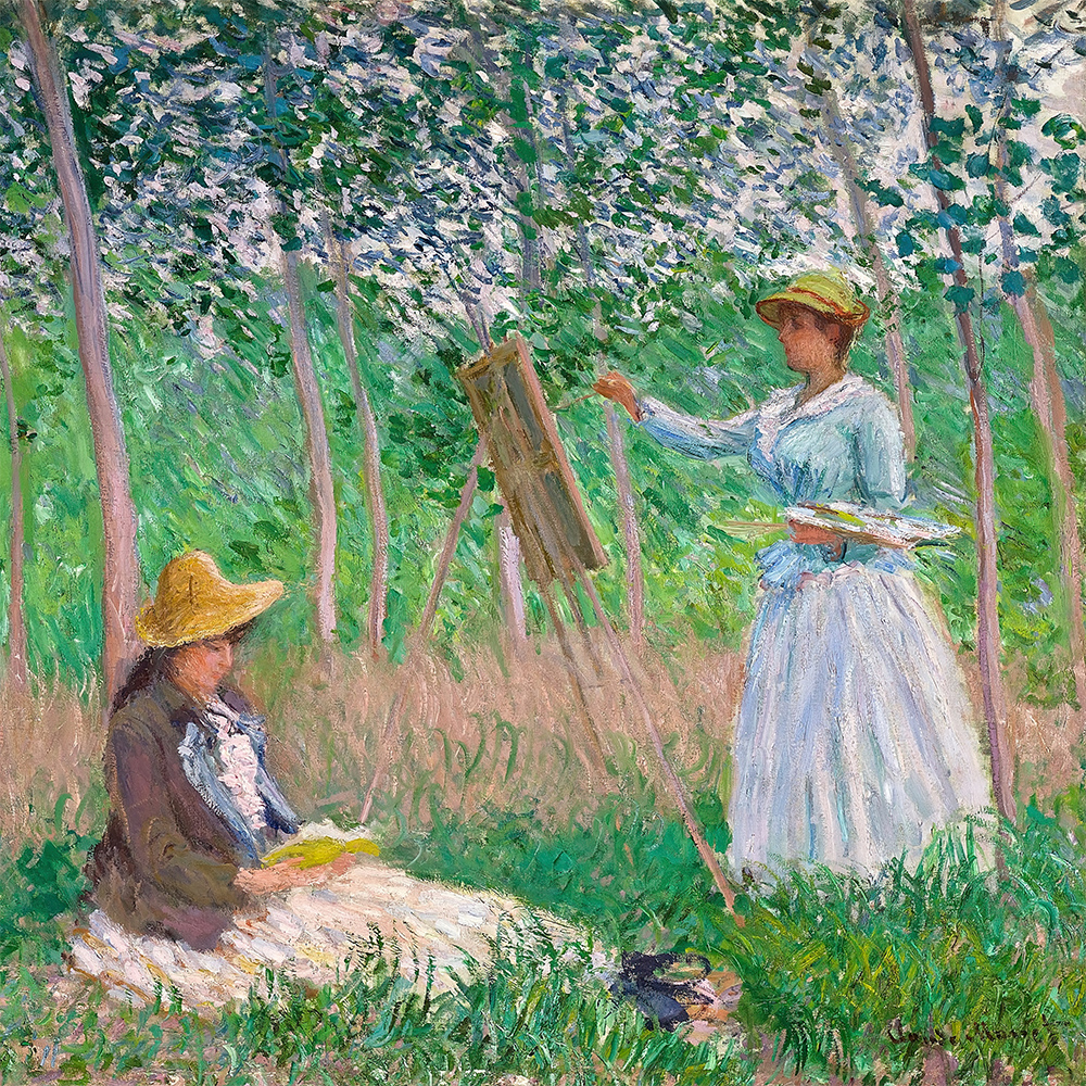Claude Monet - In the Woods at Giverny: Blanche Hoschedé at Her Easel with Suzanne Hoschedé Reading